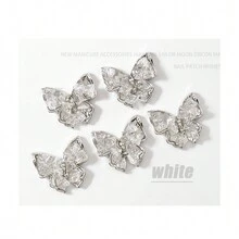 5入組合金仿鑽蝴蝶造型美甲、髮夾、頭帶、胸針diy裝飾 - 可愛又炫酷的女孩閃亮配飾