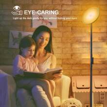 JOOFO Floor Lamp,30W/2400LM Sky LED Modern Torchiere 3 Color Temperatures Super Bright-Tall Standing Pole Light With Remote & Touch Control For Living Room,Bed Room,Office (Black) - màu đen - Xem 7