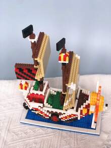Diy航海船積木玩具組海盜船冒險創意船海島風暴船三維拼裝益智玩具收藏模型最佳生日禮物聖誕禮物一件 - 彩色 - 查看 7