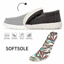 Mens Slip-On Loafers Walking Shoes - Casual Men Boat Shoes Canvas Lightweight Softsole Comfortable Walking Shoes - màu đen - Xem 6