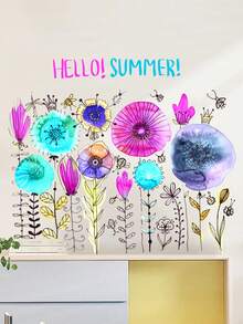 2 件卡通彩色花朵氣球裝飾壁紙,自黏可移除 Pvc 貼紙適合客廳臥室裝飾