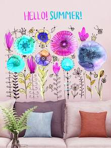 2 件卡通彩色花朵氣球裝飾壁紙,自黏可移除 Pvc 貼紙適合客廳臥室裝飾