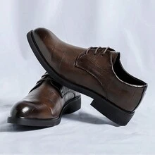 適合年輕人的時尚商務正式和休閒西裝皮鞋 - 棕色 - 查看 2