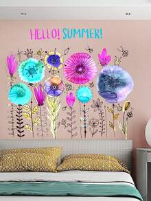 2 件卡通彩色花朵氣球裝飾壁紙,自黏可移除 Pvc 貼紙適合客廳臥室裝飾