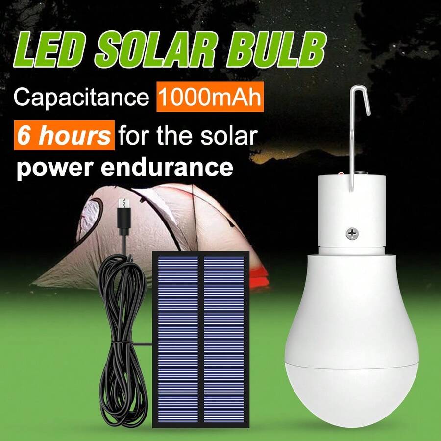 QNBDG 15W Led Ngoài trời Ánh sáng mặt trời Bóng đèn tròn Tính phí Có thể mang đi Lều cắm trại Vật rủ xuống Đèn Câu cá đêm 5V Trong nhà Tiết kiệm năng lượng Bảo vệ mắt Nhấp nháy Nhà Sân vườn Sân sau Khẩn cấp An toàn Đèn Với móc Dài Pin Đời sống - trắng - Xem 1