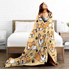 1pc Cute Printed Cartoon Animal Pattern Flannel Blanket, Soft And Warm Suitable For Home, Office And All Seasons - Yellow - View 4