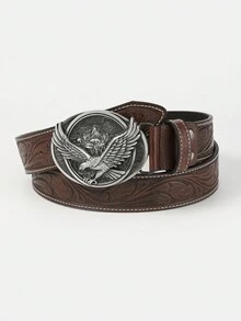 Thắt lưng nam thời trang phong cách Âu Mỹ hình đại bàng có khắc họa tiết cá nhân - Cà phê nâu - Xem 3
