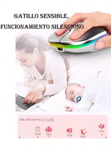 Ratón inalámbrico Ratón inalámbrico recargable para juegos en portátiles, silencio, oficina, monomodo, Bluetooth - Gris Oscuro - Ver 9