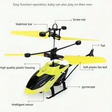 Remote Control & Gesture Sensor Flying Toy, Floating Helicopter & Crystal Ball, Indoor & Outdoor Play, Thanksgiving, Birthday Gift, Double 11, Christmas, Halloween - Yellow - View 4