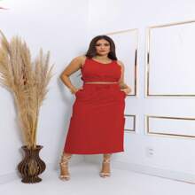 Women Two-piece Outfits - 紅色 - 查看 2