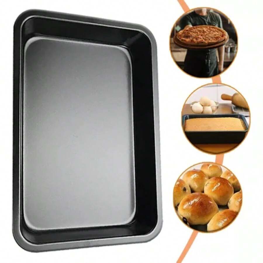 Charola para hornear pastel o galletas. Charola de repostería con Antiadherente Rectangular de 42cm x 29cm x 5.5cm - Negro - Ver 1