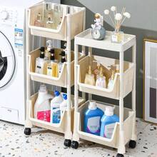 1件米色塑膠收納架廚房辦公室書桌宿舍可移動落地式多層收納架 - 米色 - 查看 1