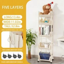 1件米色塑膠收納架廚房辦公室書桌宿舍可移動落地式多層收納架 - 米色 - 查看 5