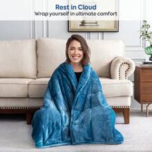 Warm Weighted Blanket, Fleece Sherpa Flannel Throw Heavy Blanket With 7-Layer Design - 霧霾藍 - 查看 2