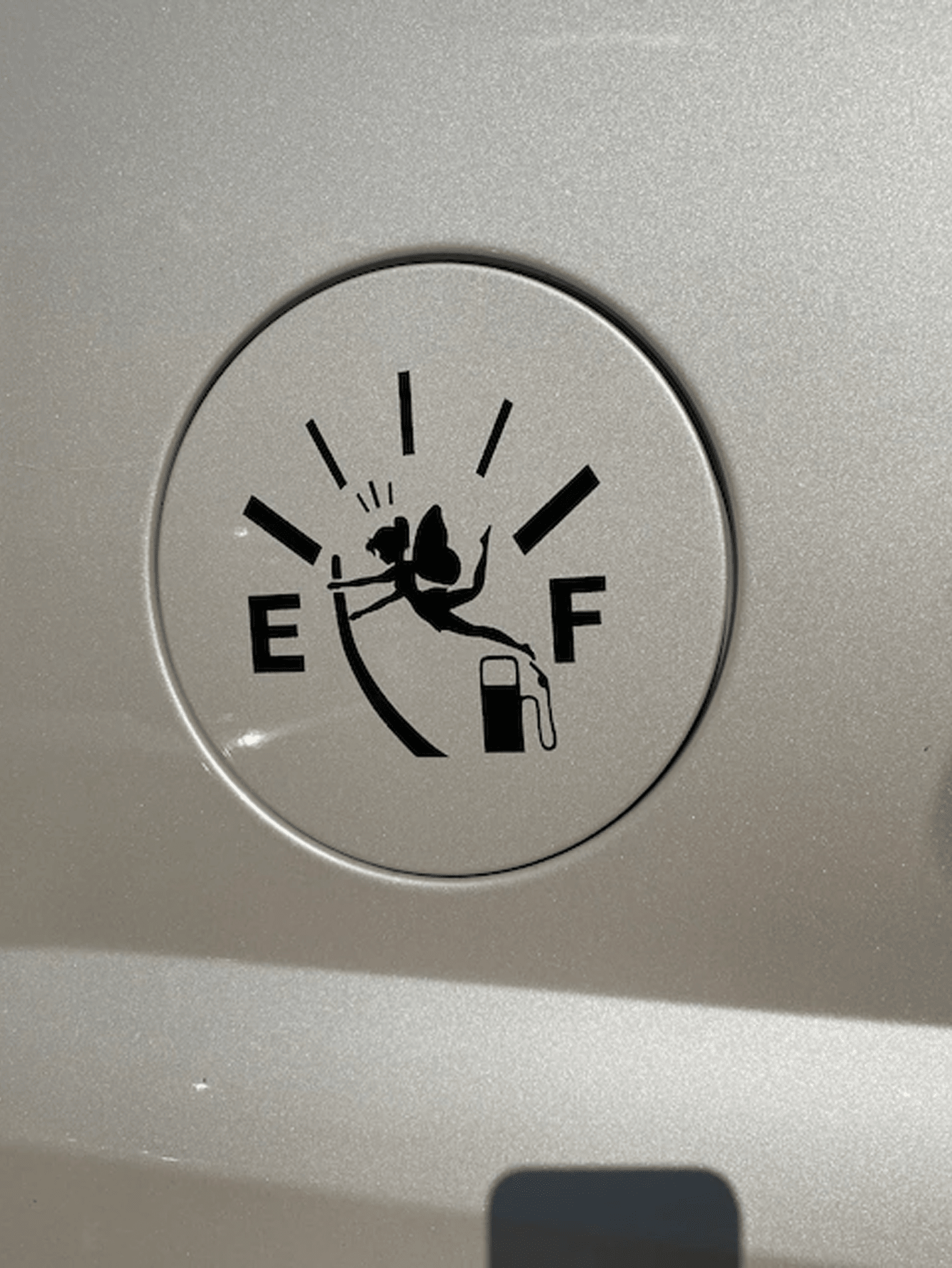 Gas tank door decal, gas gauge fairy decal, gas gauge decal, funny gas