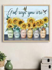 SURELIFE 1件鄉村風格裝飾品,上面寫著”說你是...“,提供靈感的畫作,準備掛起的蜂鳥向日葵牆面藝術品,適用於辦公室、客廳、家庭激勵畫布印花品 - 芥末黃 - 查看 4