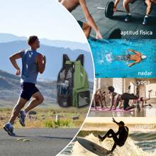 Mochila con cordón,bolsa de malla deportiva,mochila con cordón impermeable, con compartimento húmedo y seco,bolso natación,adecuado para entrenamiento deportivo, fitness, natación, surf - Negro - Ver 6