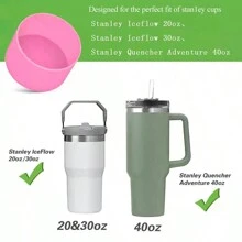 1pc Black Silicone Cup Sleeve For Diameter 7.5cm Cup, Anti-Slip, For 24-40oz Insulated Cup - Black - View 2