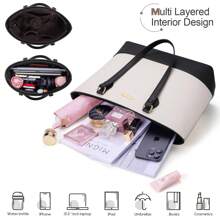 UKEIN Handbag Set, Purse Sets For Women, Tote Bag 4 Pcs, Fashion Purse Sets Women's Handbags The Tote Bag Handbags Sets - Black and White - View 3