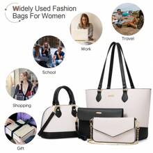 UKEIN Handbag Set, Purse Sets For Women, Tote Bag 4 Pcs, Fashion Purse Sets Women's Handbags The Tote Bag Handbags Sets - Black and White - View 5