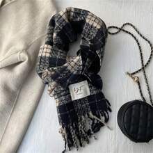 聖誕禮物格子圍巾 適用於女性和男性,加厚編織圍巾披肩,既可以當作圍巾又可以當作披肩