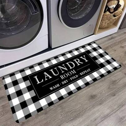 1張鄉村風格地毯墊,防滑地墊,適用於門廳、洗衣房、農舍廚房、浴室、洗衣房裝飾配件