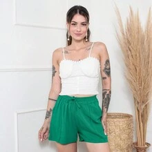 Women Shorts - Màu xanh lá cây đậm - Xem 3