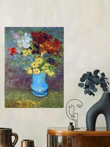 1件復古帆布藝術畫,世界名花油畫作品, 客廳、餐廳、辦公室等的無框牆壁裝飾 - 駝色 - 查看 4