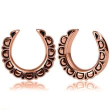 2PCS Saddle Tunnels Ear Hangers Ear Gauges Plugs Stretcher Earring Piercing Body Jewelry - Flower Saddle - View 19