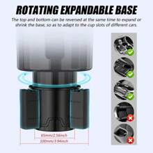 Upgraded Car Cup Holder for Large Drink, Cup Converter and Beverage Rack for Vehicle - Black - View 4