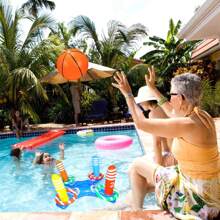 FELIN Pool Toy Set, Inflatable Pool Basketball Hoop, Cross Ring Toss Game With Inflator, Pool Toys For Teens, Adults And Family - Multicolor - View 5