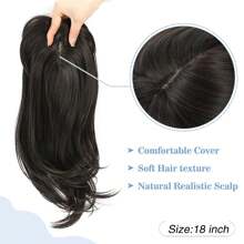 18英寸大底盤女士蓋頭髮的髮籠,適用於頭髮稀少的女性,夾簽式女士蓋頭髮的纖維假髮帶劉海深棕色 - Dark Brown - 查看 3