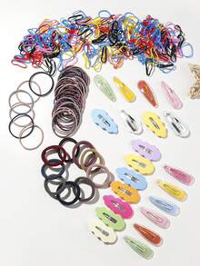 20入組一次性彈性髮圈,毛巾髮帶,髮飾套裝包括水滴款髮夾,雲朵造型髮針,適合作為禮物贈送 - 彩色 - 查看 5