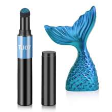 1pc Pearl Powder & Sparkling Powder Cushion Mirror Powder Pen, Perfect For Diy Crystal Glue, Silicone Moulds, Slime Crystal Clay, Mermaid Glitter, Nail Art And Other Artistic Creations - Blue - View 1