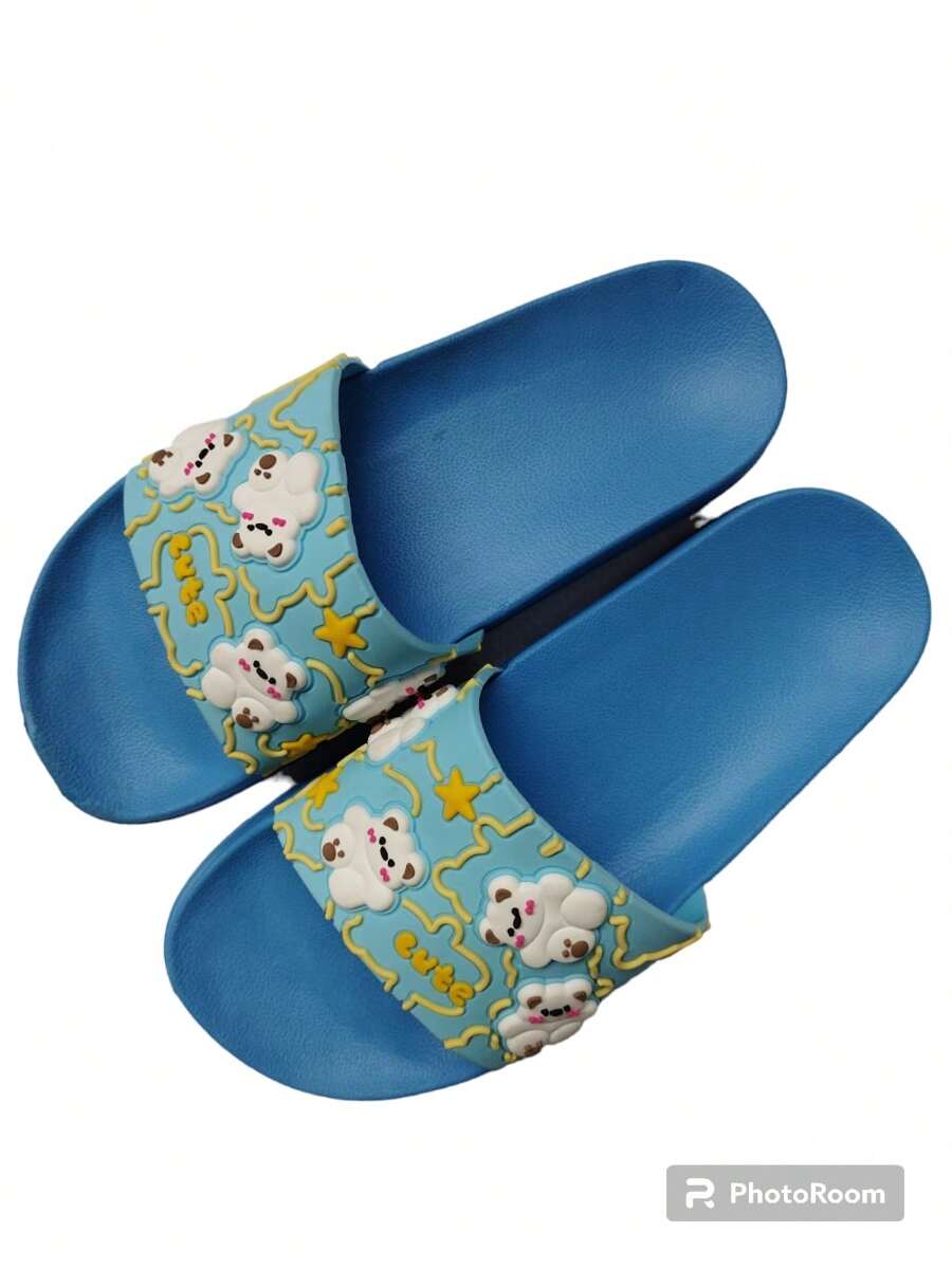 Sandalias para mujer con estampado de dibujos animados, sandalia con estampado de dibujos cute para mujer, sandalias económicas y de buena calidad - Azul - Ver 1