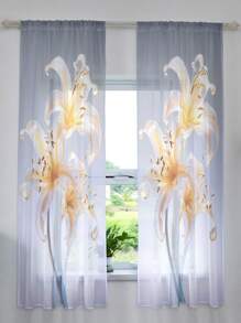 1片3d花紋印花窗簾 - 彩色 - 查看 1
