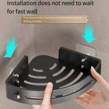 Corner Shower Shelf Bathroom Wall-Mounted 3 Layers Storage Rack No Drilling Sticker Triangle Basket For Bathroom Kitchen Storage, Silver Color, 2 Color Options - Gray color on the second floor - View 6