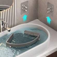 Corner Shower Shelf Bathroom Wall-Mounted 3 Layers Storage Rack No Drilling Sticker Triangle Basket For Bathroom Kitchen Storage, Silver Color, 2 Color Options - Gray color on the second floor - View 5