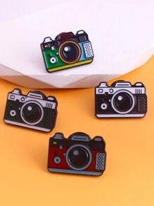 4pcs Cartoon Zinc Alloy Simple Camera Shaped Brooch Pin, Suitable For Daily Outfits Of Men And Women