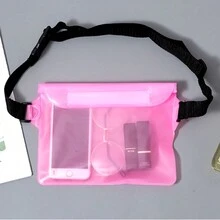 1個,戶外手機防水腰包,漂浮海灘pvc防水袋,三層密封觸屏透明腰包