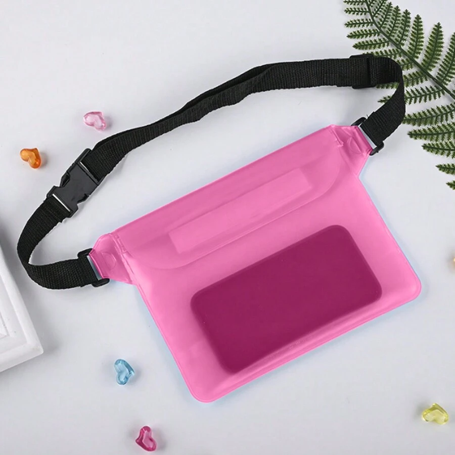 1個,戶外手機防水腰包,漂浮海灘pvc防水袋,三層密封觸屏透明腰包