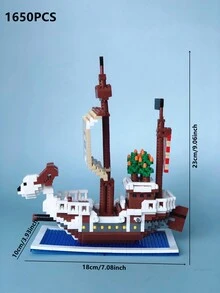 Diy航海船積木玩具組海盜船冒險創意船海島風暴船三維拼裝益智玩具收藏模型最佳生日禮物聖誕禮物一件 - 彩色 - 查看 12