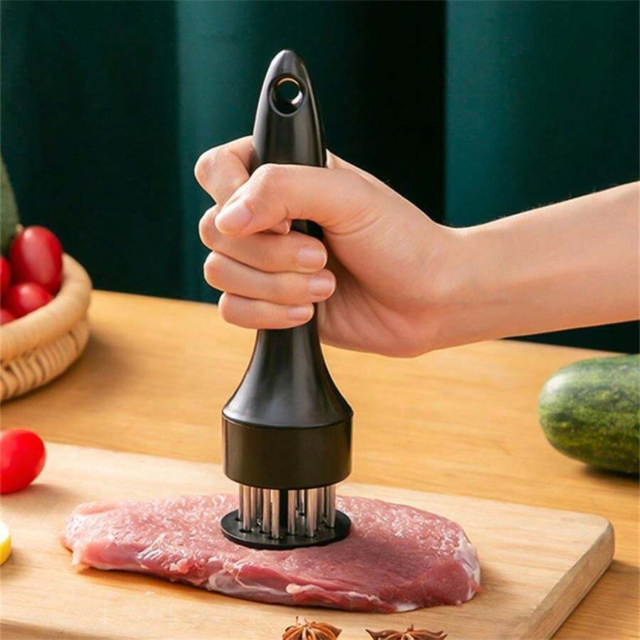 1pc Kitchen Meat Loosener,Stainless Steel Meat Tenderizer, 16 Steel Needles To Loosen Meat Artifact, Tender Meat And Break Tendons - Black - View 1