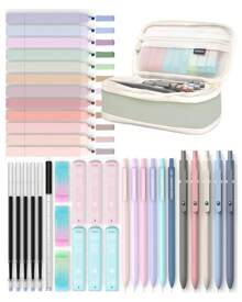 Mechanical Pencils Set 39 PCS Aesthetic School Supplies With Cute Pen Case, 12 Pastel Highlighters, 5 Black Ink Gel Pens, 6 Mechanical Pencils Set 0.5 & 0.7 Mm For Students College Essentials - 綠色 - 查看 1
