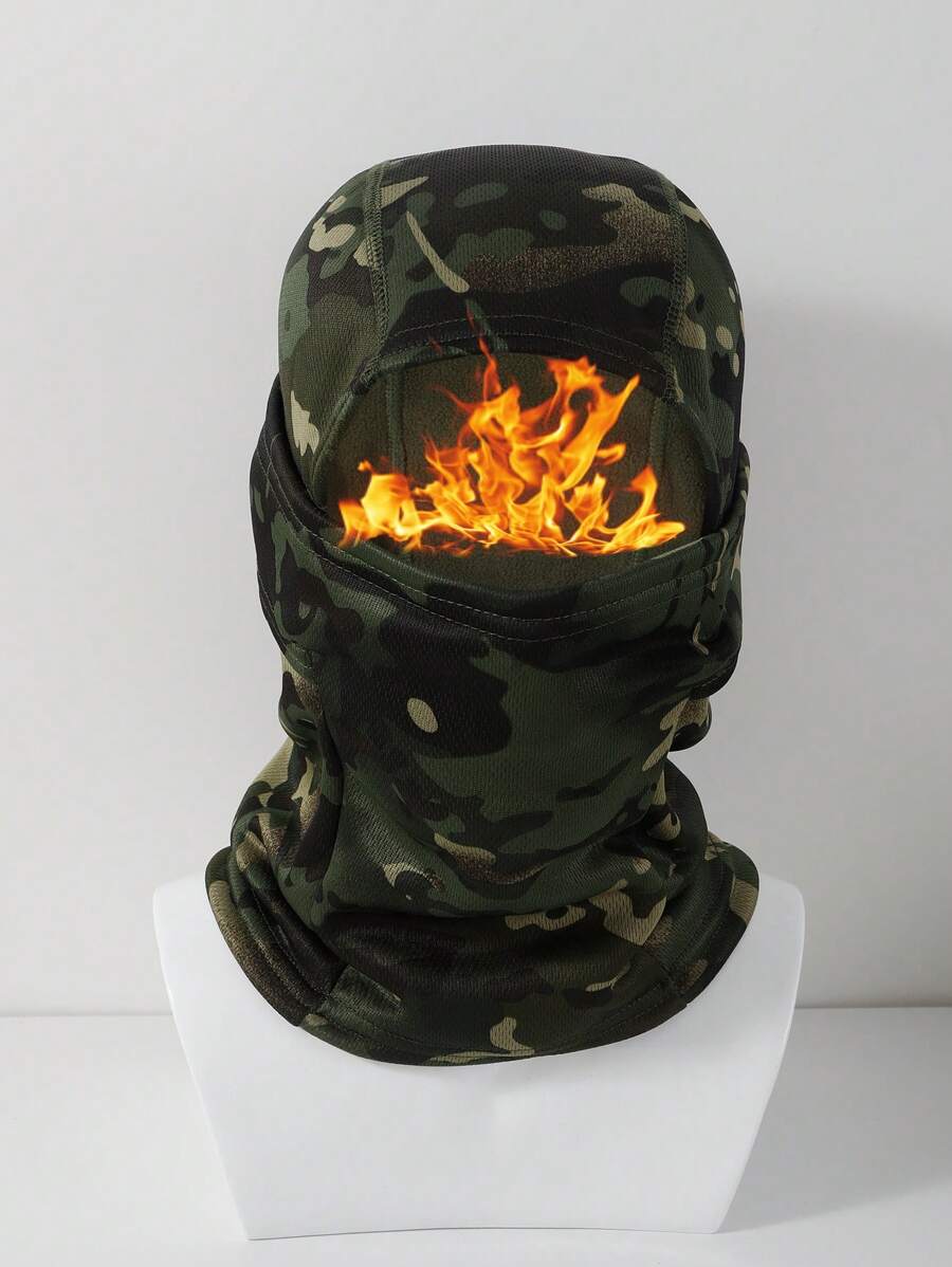 1入組保暖絨布風防滑雪面罩寒冷天氣臉部口罩機車飾帽暖手體育冬季運動帽子 - 彩色 - 查看 1