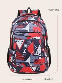 1入兒童日常旅行大容量背包,可調節肩帶雙肩背包,運動簡約電腦包,輕量級脊椎保護背包,學生日常背包 - 紅色 - 查看 4