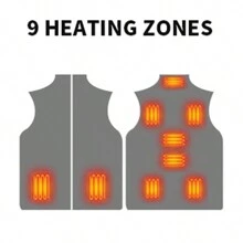 1pc Men's Solid Color 9-zone Heat Vest For Winter Outdoor Activities With Zipper, Single Switch Control, Including Usb Data Cable But No Power Supply - Black - View 5