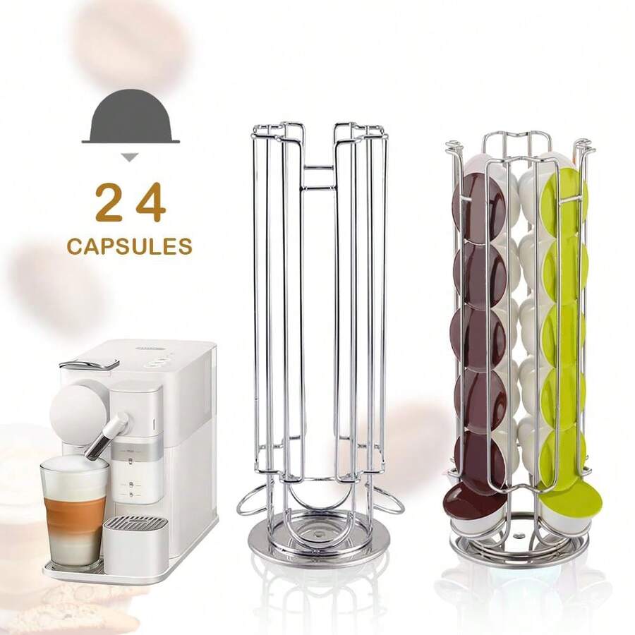 1 Giá đựng viên nén cà phê, Giá đựng viên nén cà phê tương thích với viên nang, Hộp đựng viên nén cà phê, Đựng được 24 viên nang, Giá đựng viên nén cho văn phòng tại nhà bếp