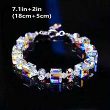 2Pcs/set Bracelet +Card To My Daughter Granddaughter, Square Rhombus Beaded Bracelet Halloween Christmas Party Anniversary Gift Jewelry - Multicolor - View 2