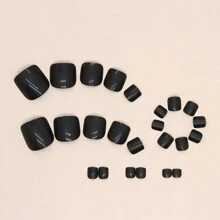 24 件短黑色脚趾甲片，显白酷黑油性闪亮脚型佩戴指甲ins风格美甲片脚甲专用，可穿戴指甲贴美甲可拆卸指甲贴，含1个果冻凝胶和1个指甲锉，适合派对舞蹈日常佩戴。 - 黑色 - 查看 4